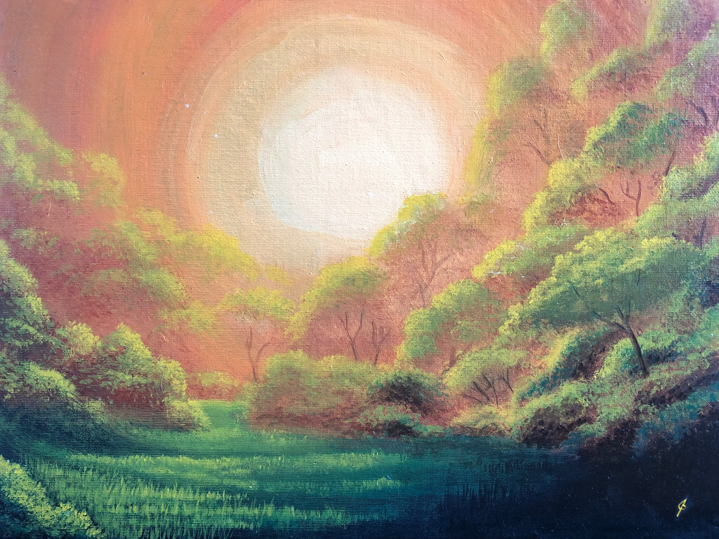 Landscape: Warm Sun Glow (Original Painting)